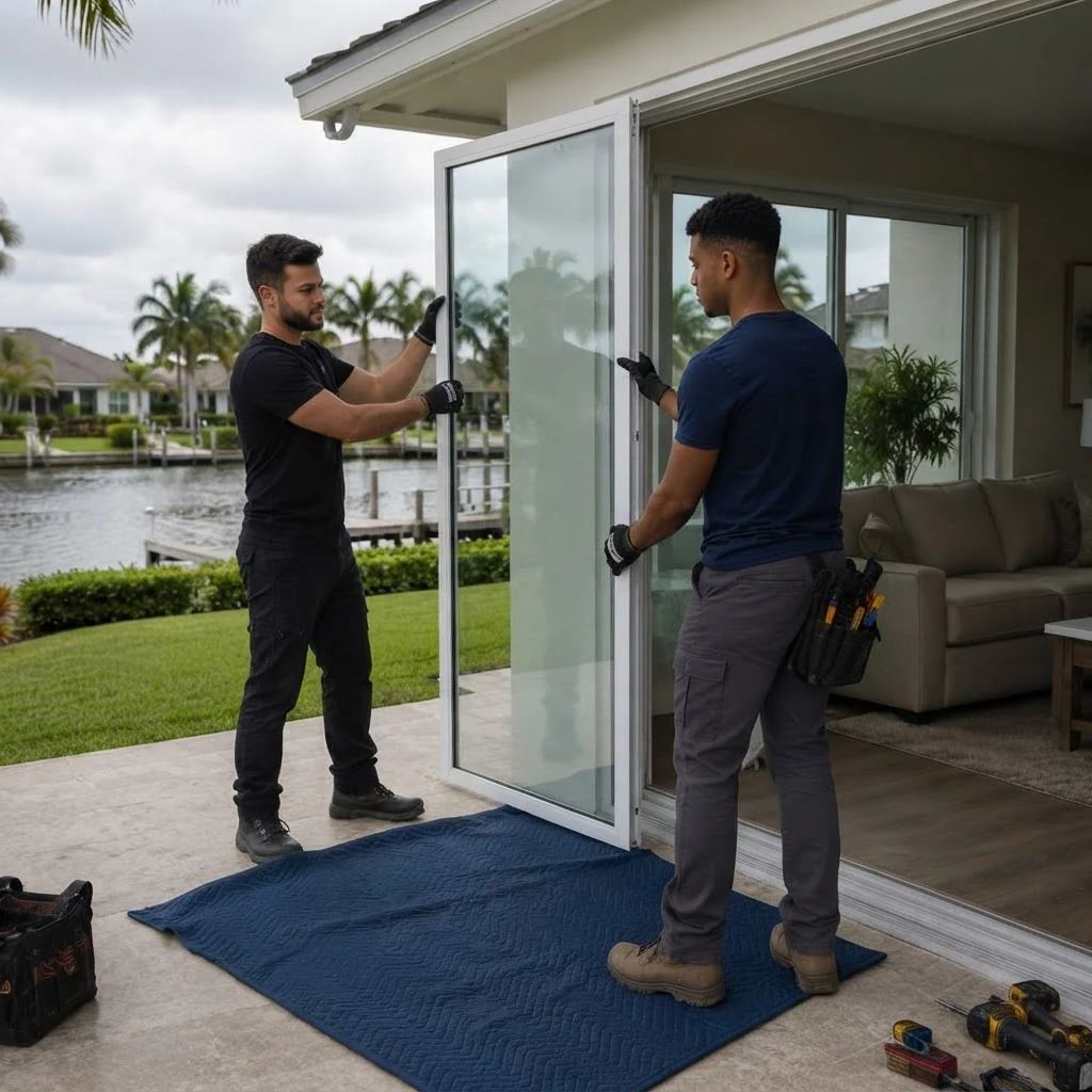 Sliding glass door panel glass replacement